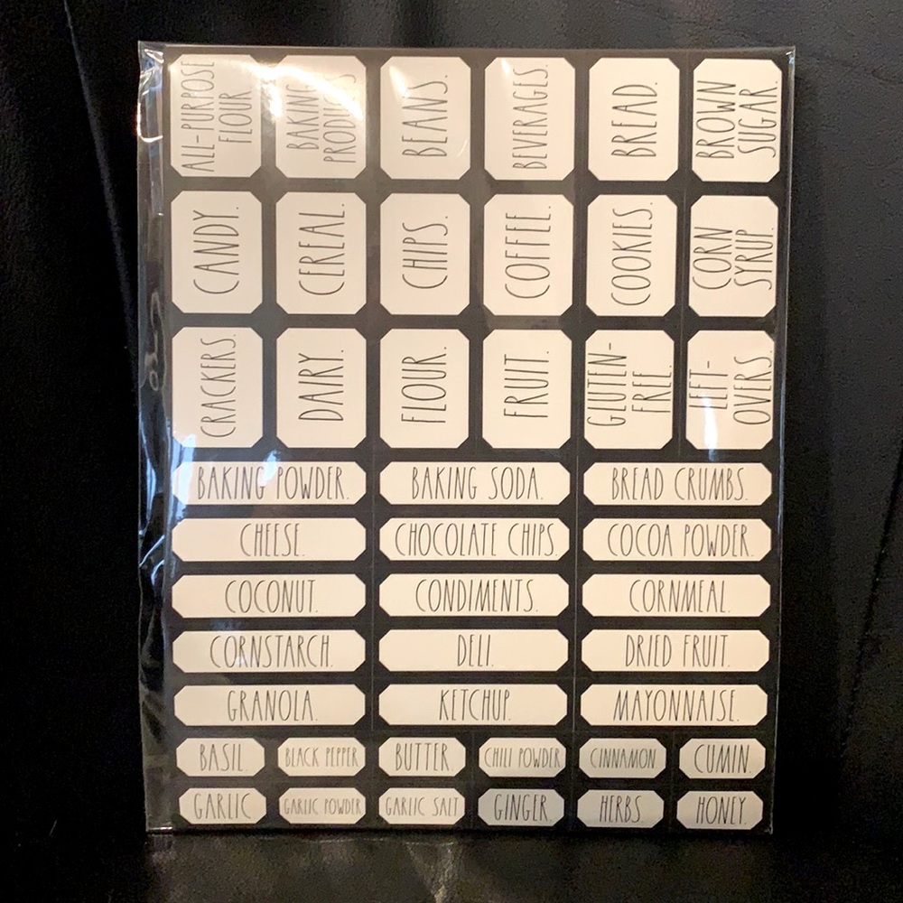 Rae Dunn organizing labels